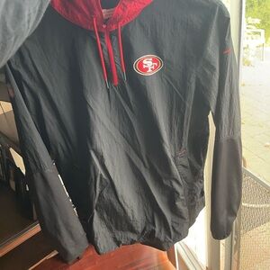 Men's Black and Red NFL Windbreaker Jacket 49ers